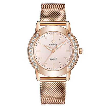 Wwoor Beauti Diamond. Rose´ / Pink. Mesh Rose. Japan Quartz