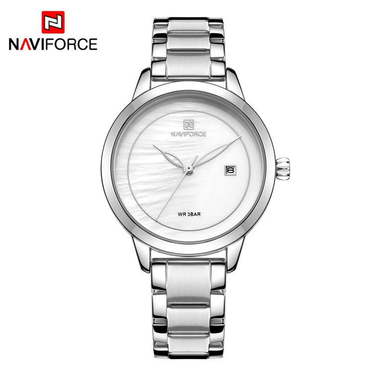 Damklocka NaviForce Formidable Steel / White / Steel. Quartz Japan