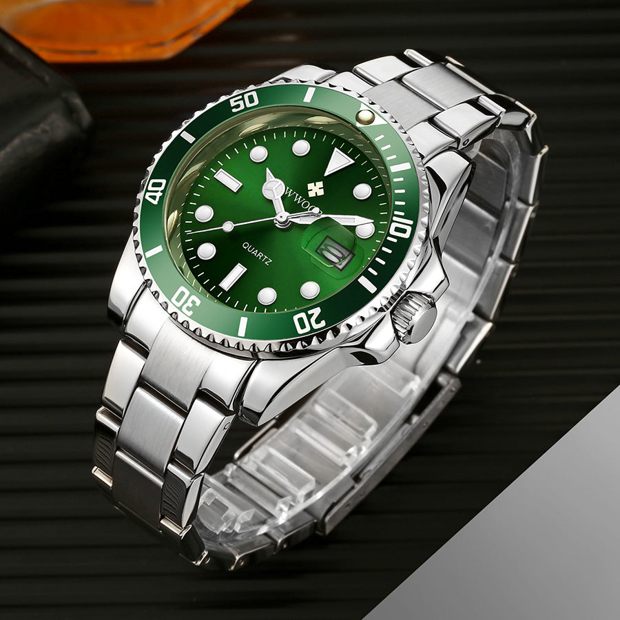 Herrklocka Wwoor Mariner, Steel / Green / Steel, Quartz Japan