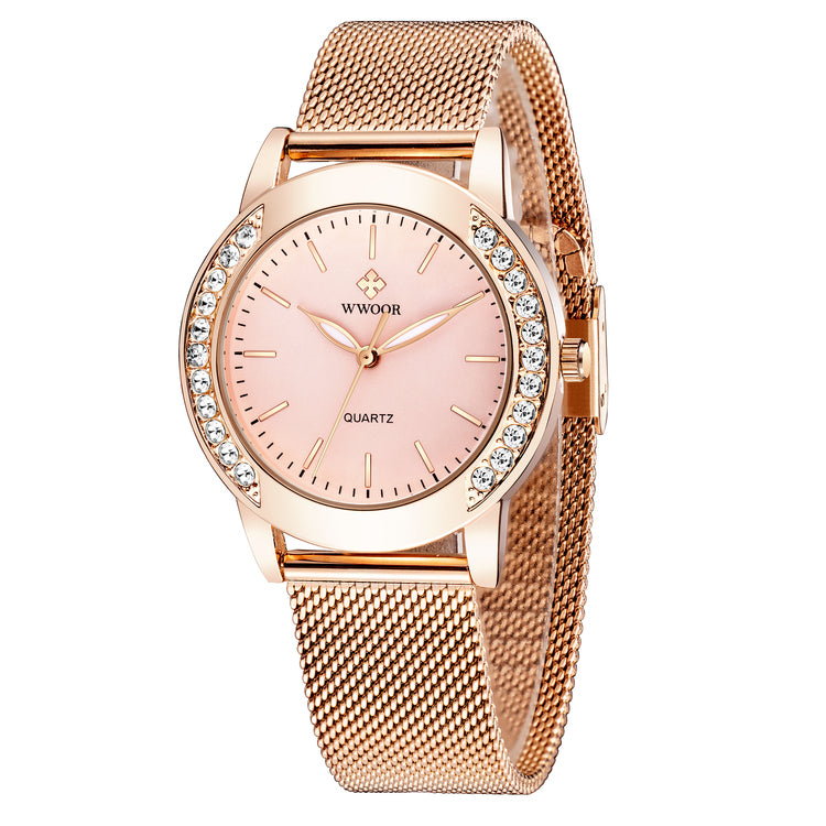 Wwoor Beauti Diamond. Rose´ / Pink. Mesh Rose. Japan Quartz