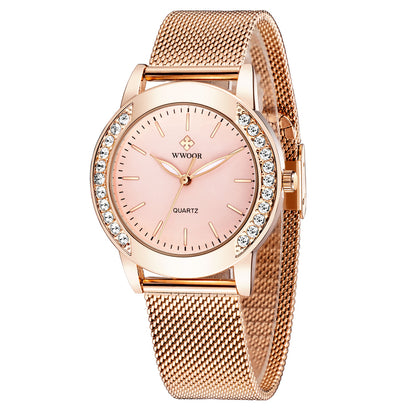 Wwoor Beauti Diamond. Rose´ / Pink. Mesh Rose. Japan Quartz