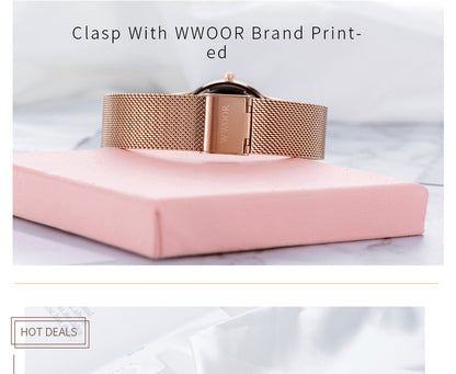 Wwoor Beauti Diamond. Rose´ / Pink. Mesh Rose. Japan Quartz
