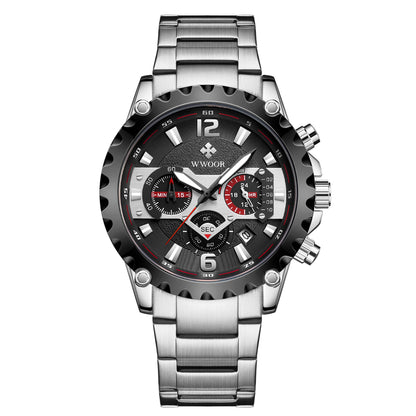 Herrklocka Wwoor Hunter, Steel / Black / Steel, Quartz Japan
