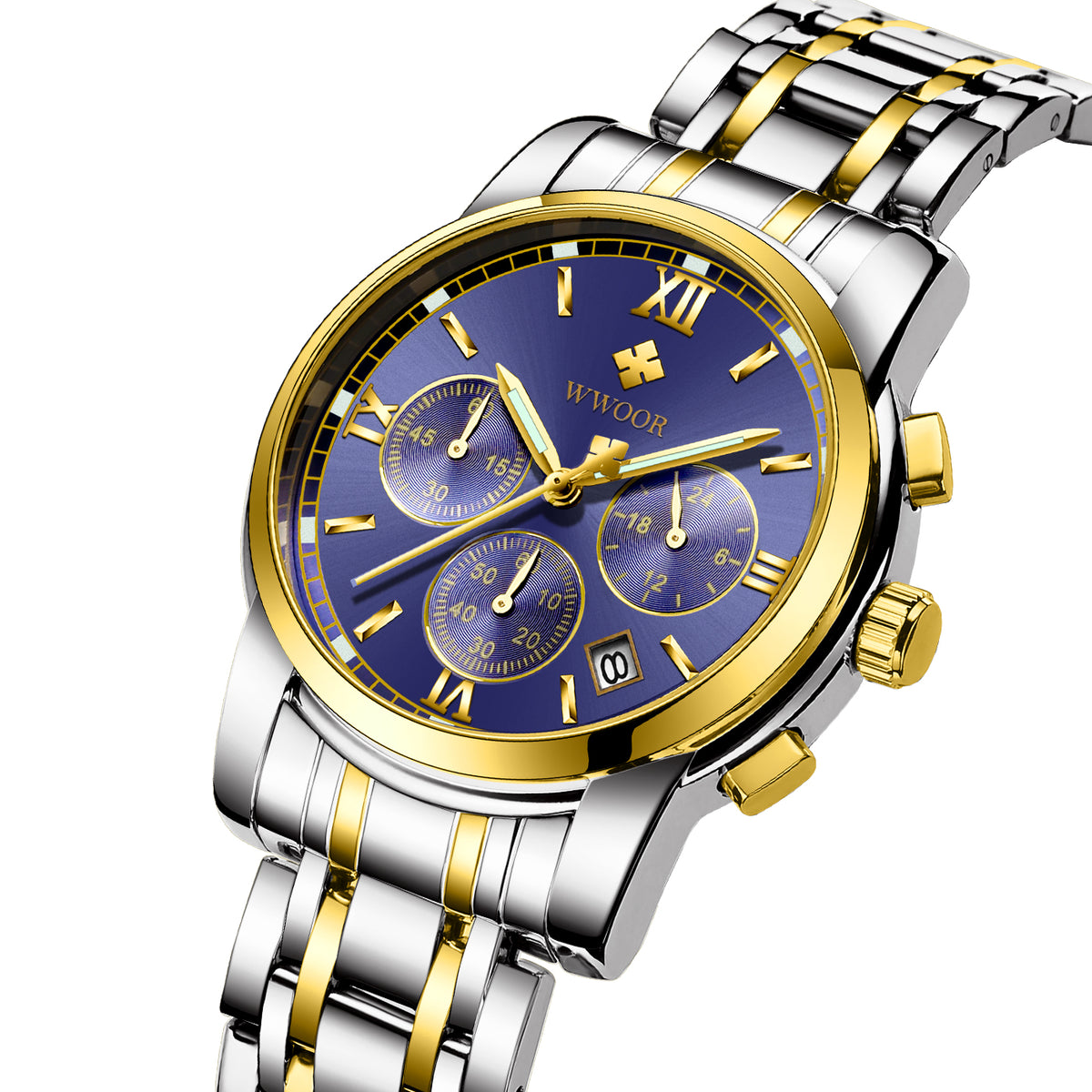 Herrklocka Wwoor Surprendre, Steel / Gold / Blue / Steel, Quartz Japan
