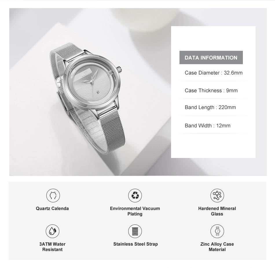 Damklocka NaviForce Monaco Steel / Steel /  Mesh steel