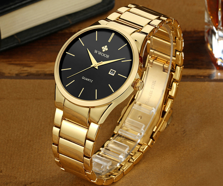 Herrklocka Wwoor Wall Street Gold / Black / Gold, Quartz Japan