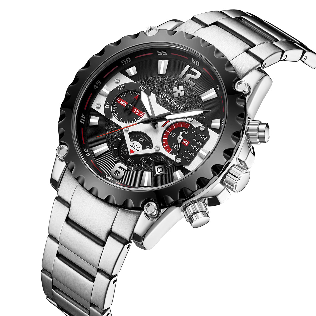 Herrklocka Wwoor Hunter, Steel / Black / Steel, Quartz Japan