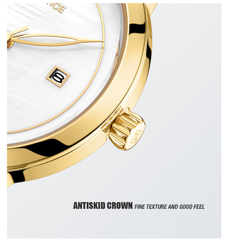 Damklocka NaviForce Formidable Gold / White / Gold Quartz Japan