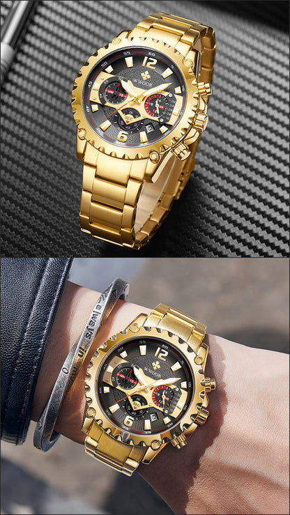 Herrklocka Wwoor Hunter, Gold / Black / Gold, Quartz Japan