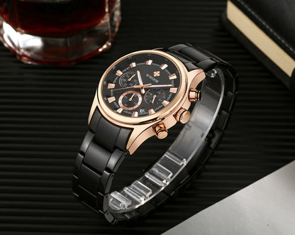 Herrklocka Wwoor Business Style Rose / Black / Black, Quartz Japan