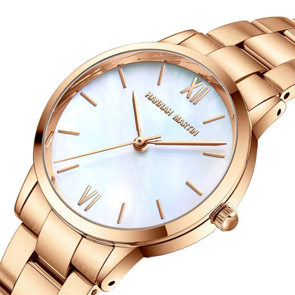 Hannah Martin Akoya Pearl. Rose / White. Länk Rose. Japan Quartz