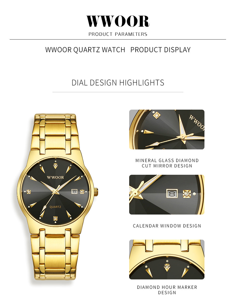 Herrklocka Wwoor Superior, Gold / Gold / Gold, Quartz Japan
