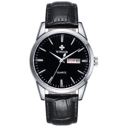 Herrklocka Wwoor Trend Steel / Black / Black Leather, Quartz Japan
