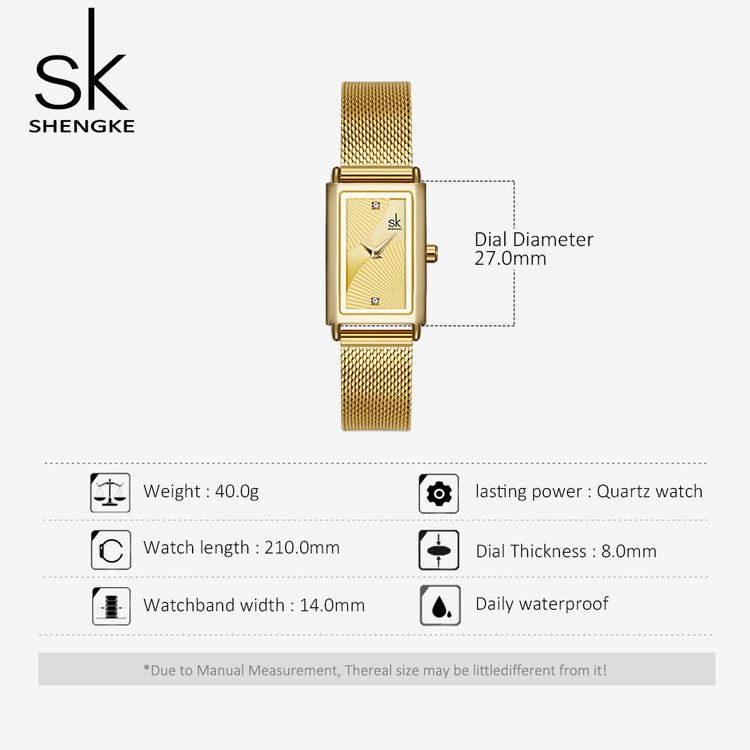 Damklocka SK Florence Gold / Gold Mesh Gold. Quartz Japan