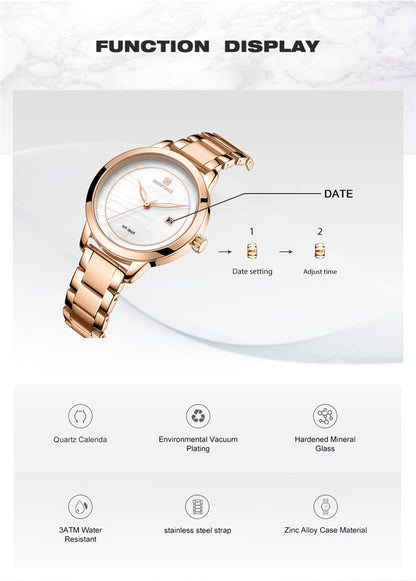 Damklocka NaviForce Formidable  Rose´/ White / Rose´. Quartz Japan