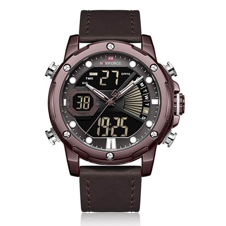 Herrklocka NaviForce Empire.  Brown / Brown. Leather Brown. Quartz Japan