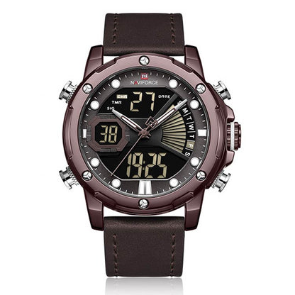 Herrklocka NaviForce Empire.  Brown / Brown. Leather Brown. Quartz Japan