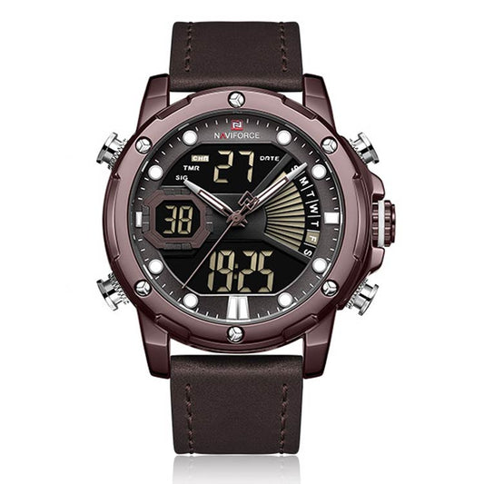 Herrklocka NaviForce Empire.  Brown / Brown. Leather Brown. Quartz Japan