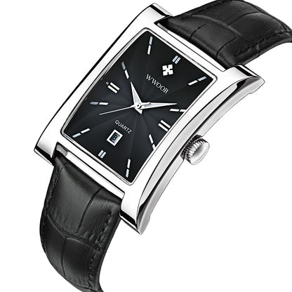 Herrklocka Wwoor Fantastic.  Steel / Black. Leather Black. Quartz Japan