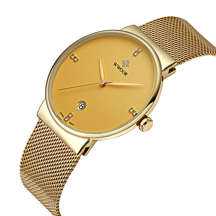 Herrklocka WWoor Classic. Gold / Gold. Mesh Gold. Quartz Japan