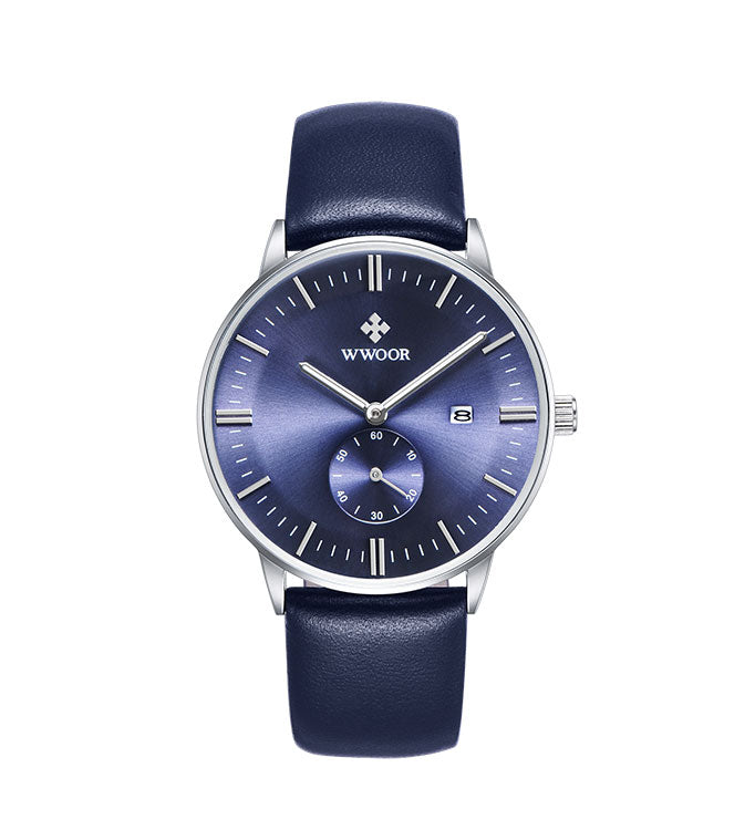 Herrklocka Wwoor Korfu.  Blue / Blue. Leather Blue. Quartz Japan