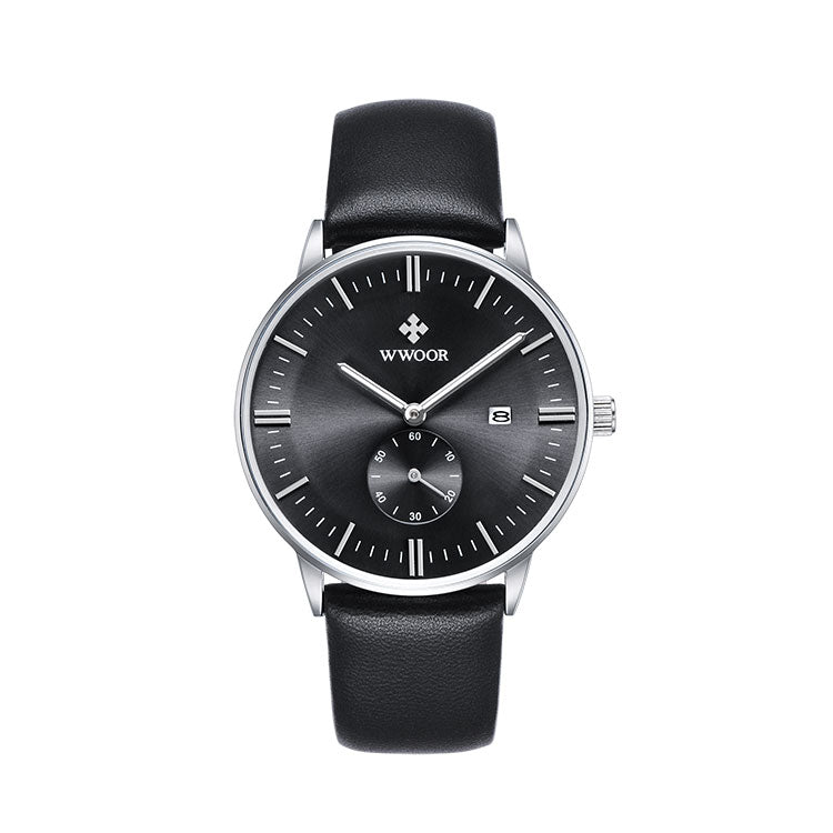 Herrklocka Wwoor Korfu. Black / Black. Leather Black. Quartz Japan