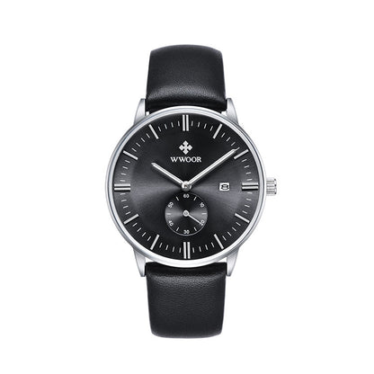 Herrklocka Wwoor Korfu. Black / Black. Leather Black. Quartz Japan