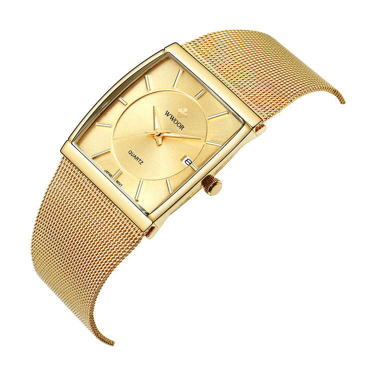 Herrklocka Wwoor Cannes. Gold / Gold. Mesh Gold. Quartz Japan