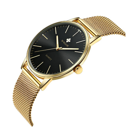 Herrklocka Wwoor Classico. Gold / Black. Mesh Gold. Quartz Japan