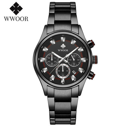 Herrklocka Wwoor Business Style, Black / Black / Black, Quartz Japan