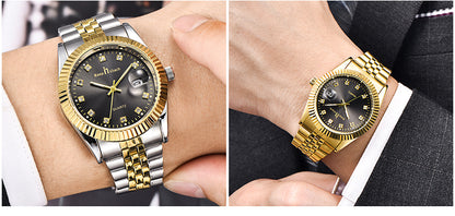 Herrklocka Exklusive Sir, Gold / Black / Steel Quartz Japan